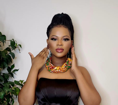African Splendor Braided Ankara Necklace