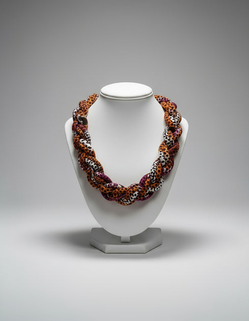 African Splendor Braided Ankara Necklace