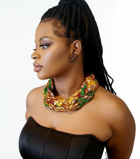 African Splendor Braided Ankara Necklace