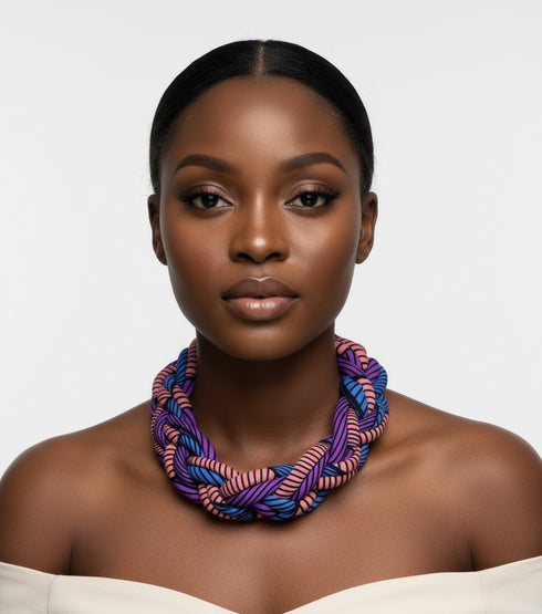 African Splendor Braided Ankara Necklace