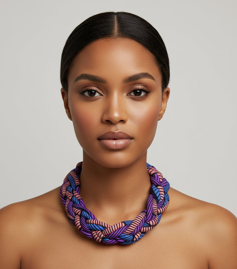 African Splendor Braided Ankara Necklace