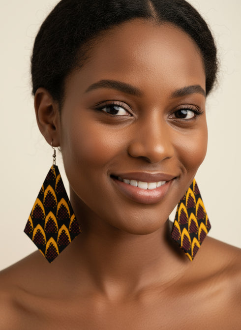 Afrocentric Diamond Harmony Ankara Earrings