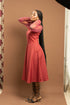 Amanyi Women Flare Dress with Long Sleeve Organza Mesh