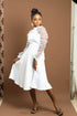 Amanyi Women Flare Dress with Long Sleeve Organza Mesh