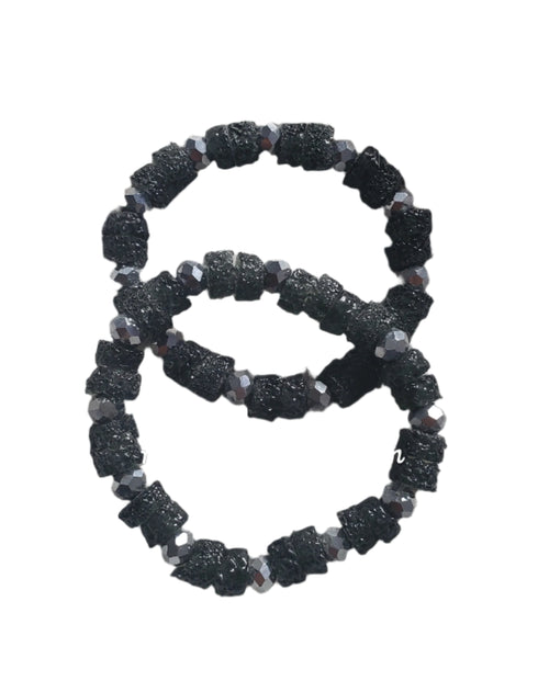 Amina Crystal Frost and Amethyst Bead Bracelet Set