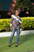 Amogelang Girl's Ankara Patchwork Blouse with White Ruffle Detail – Elegant African Print Top only