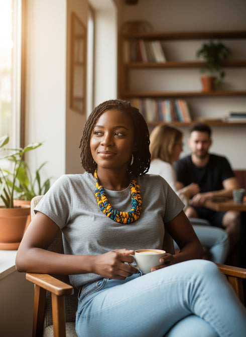 Ankara Sunbeam Twist Woven Ankara Necklace