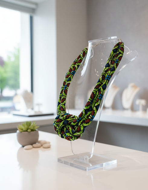 Aqua Swirl Ankara Necklace