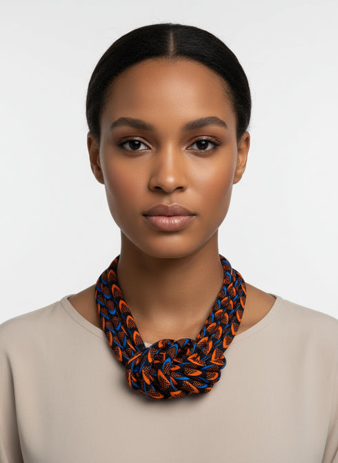 Aqua Swirl Ankara Necklace