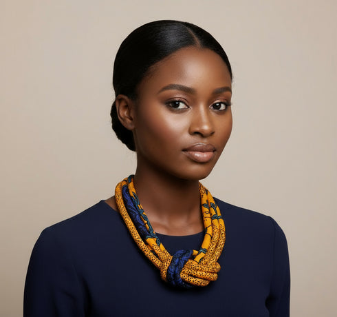 Aqua Swirl Ankara Necklace