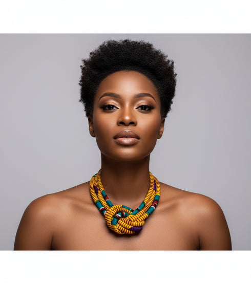 Aqua Swirl Ankara Necklace