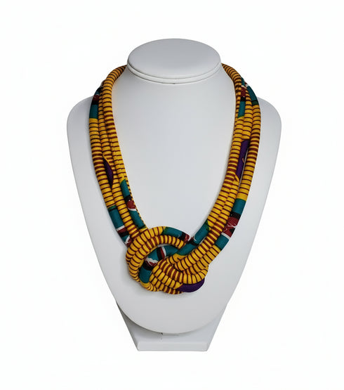 Aqua Swirl Ankara Necklace