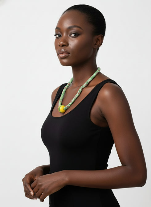 Asantewaa Unisex African bead necklace and bracelet set