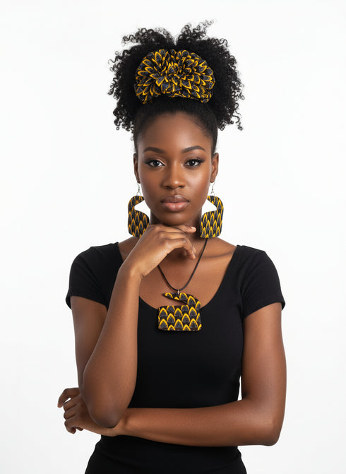 Aurora Africana Ensemble - Ankara Earring and Necklace Set