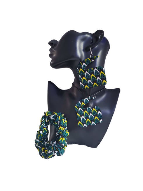 Aurora Africana Ensemble - Ankara Earring and Necklace Set