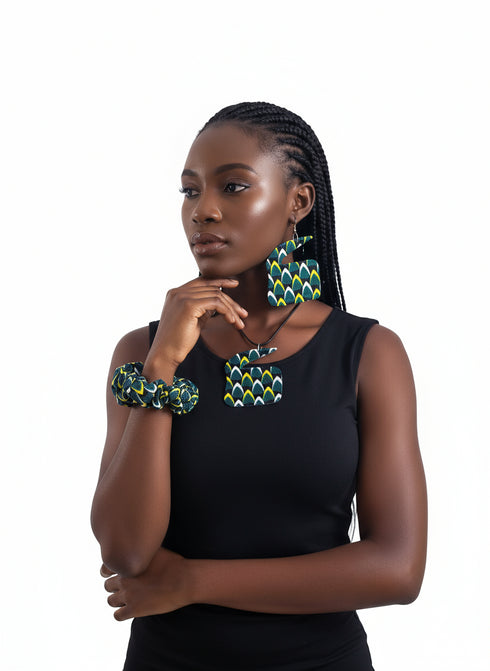 Aurora Africana Ensemble - Ankara Earring and Necklace Set