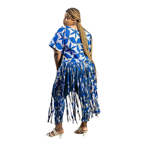 AYRA Elegant African Print Ankara Women’s Handmade Ruffle Sleeve Top Only