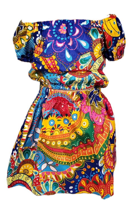 BAABA ANKARA KIDS FLARE SKIRT AND BLOUSE SET