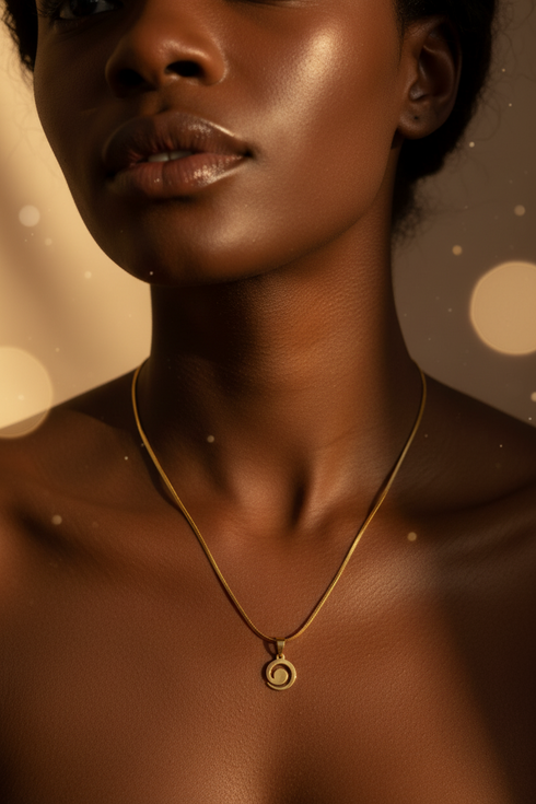 BALANCE DWENNIMMEN quarter spiral minimalistic Adinkra stainless steel necklace Only