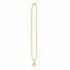 Gold necklace with a decorative clasp on a marble surface