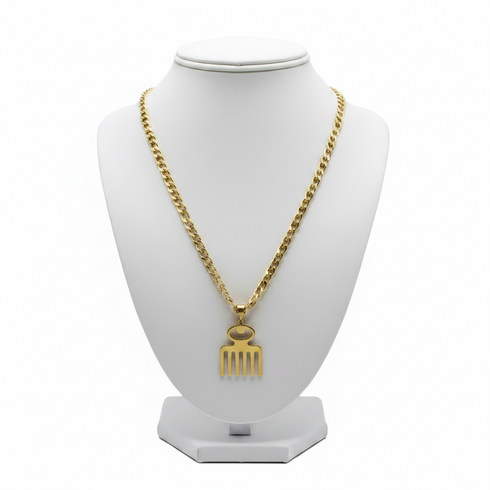BEAUTY DUAFE bold curb chain Adinkra stainless steel necklace only
