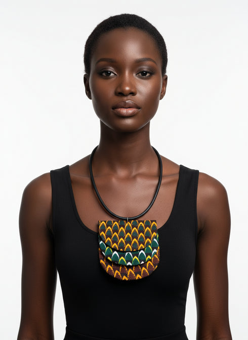 Bib Three tier Ankara Necklace