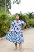 CHIDINMA Short Blue Blossom 2-Type Style Ankara Peplum Dress