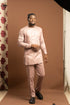 CHINEDU Prestige African Long-sleeve Men's Senator Outfit Set - Blush pink edition
