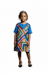 Calythea Girls Color-Block Geo Ankara Shift Dress with Embellished Yoke – Vibrant Mother’s African Elegance