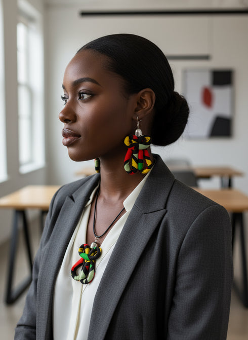 Carnival Knots Accessory Trio - Ankara Earring and Necklace Set