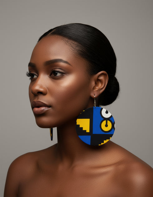 Jei-No Circular Chic Medium Ankara Print Earrings