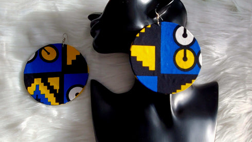 Jei-No Circular Chic Medium Ankara Print Earrings