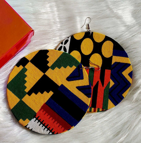Jei-No Circular Chic Medium Ankara Print Earrings