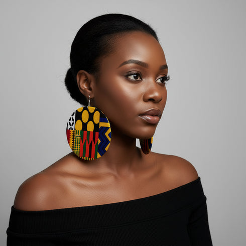 Jei-No Circular Chic Medium Ankara Print Earrings