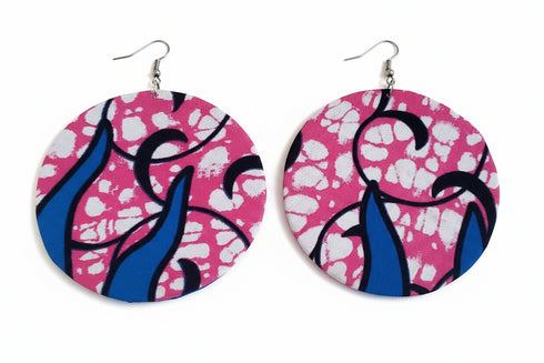 Jei-No Circular Chic Small Ankara Print Earrings