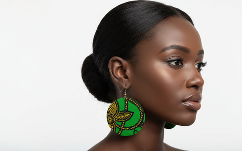 Jei-No Circular Chic Small Ankara Print Earrings