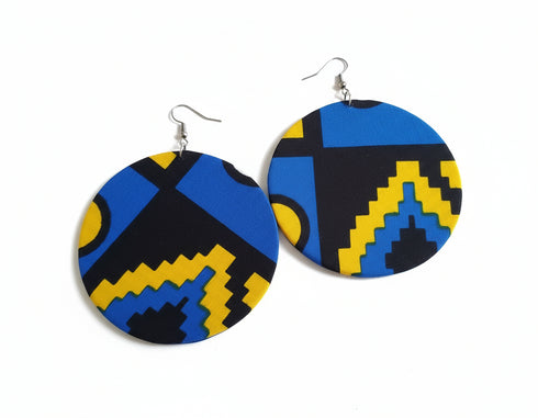 Jei-No Circular Chic Small Ankara Print Earrings