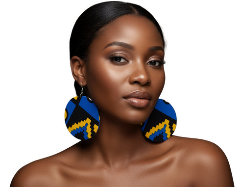 Jei-No Circular Chic Small Ankara Print Earrings