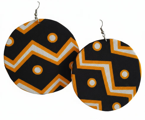 Jei-No Circular Chic Small Ankara Print Earrings