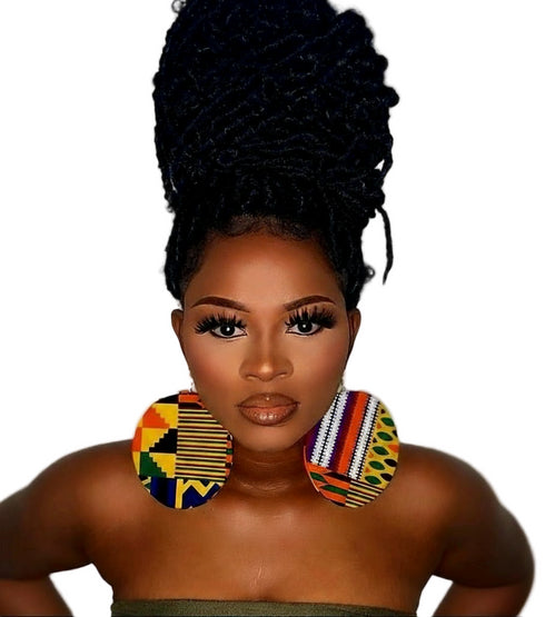 Jei-No Circular Chic Large Ankara Print Earrings