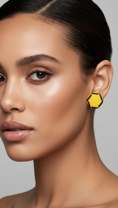 Crescent Ankara Medium Stud Earrings