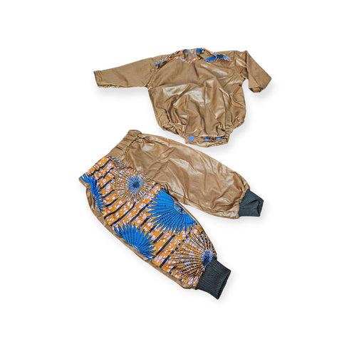 DANZO 2-Piece Baby Boys' Ankara Jogger Set – Long-Sleeve Onesie & Jogger Pants