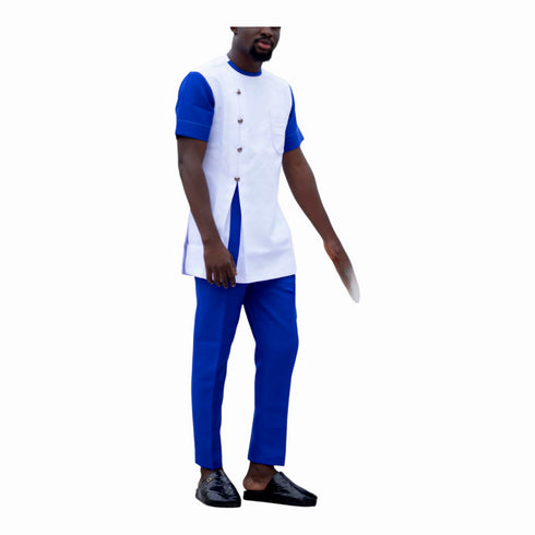 DITHABISO Handmade Buttoned Panel Caftan and Matching Pants Set