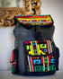 Djembe Rhythm Explorer Backpack Collection - Full Leather Backpack with Ankara Accent Closure