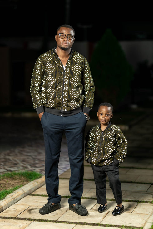DUMISA Goldloom Bold Batik/Adire Adult UNISEX Bomber Jacket Only