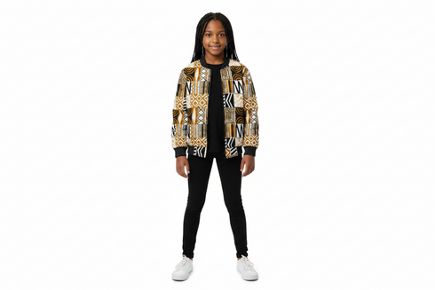 DUMISA Goldloom Batik/Adire UNISEX Bomber Jacket Only for Girls and Boys