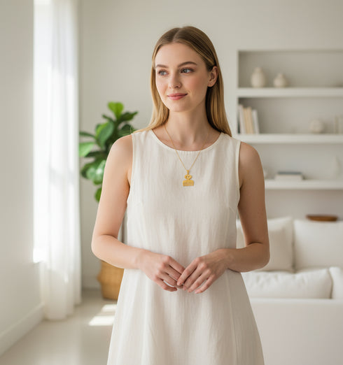 Duafe Gold Necklace - Adinkra Necklace Stainless Steel