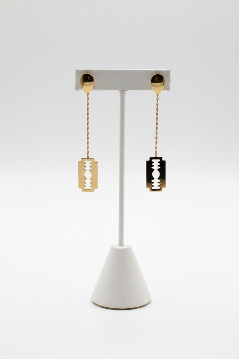 EDGE Gold Minimalist Stainless Steel Blade Drop Statement Earrings Only – Geometric Modern Dangle Earrings, Lightweight Bold Fashion Jewelry for Women, Gift for Her