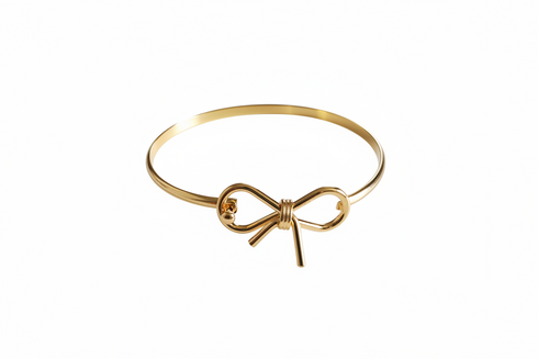 ELEGANCE delicate bow knot gold cuff timeless minimalist design bangle bracelet only