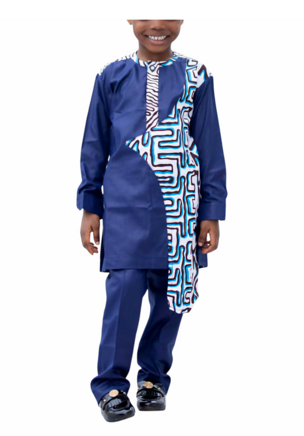 ENZI Handmade Batik Accent Caftan and Pants Set for Boys